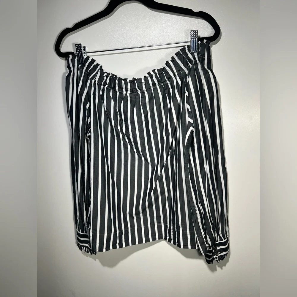 J. Crew Striped Off the Shoulder Top Sz XXS